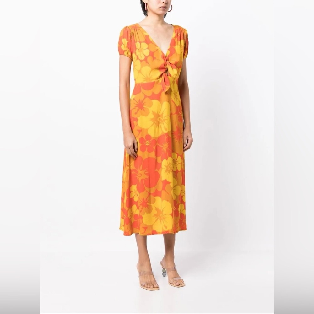 FAITHFULL THE BRAND Mailee Vibrant Floral Midi Tropical Vacation Dress Size L - Picture 2 of 9